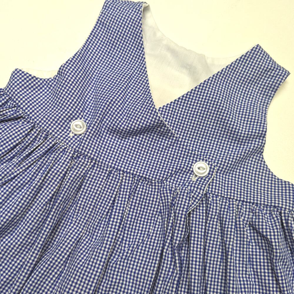Vintage Peppermint Pony Dress Girls Size 2T Blue Gingham Strawberry Sundress - Picture 4 of 5